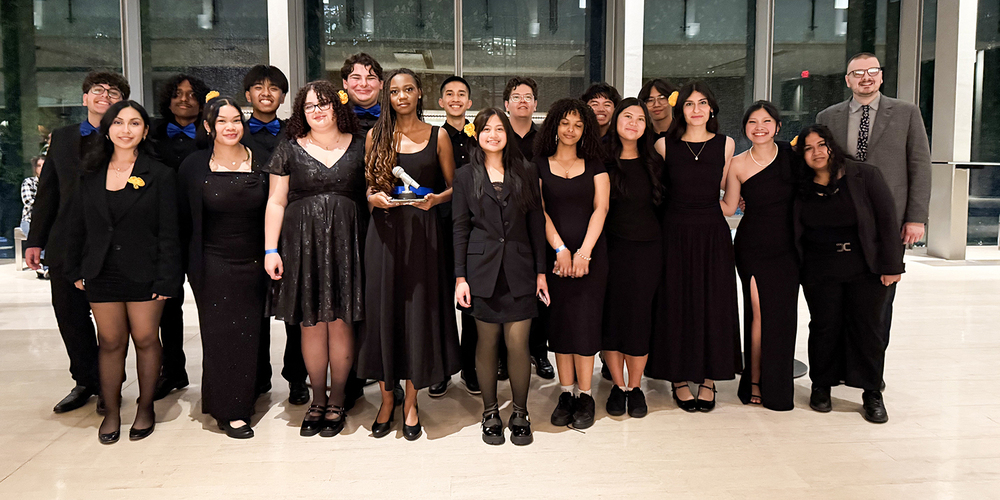 Group photo of the Senator O'Connor Vocal Ensemble at the festival
