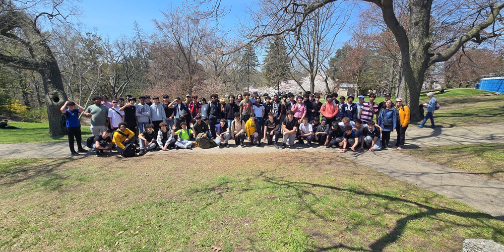 Group photo of Chaminade students at the park
