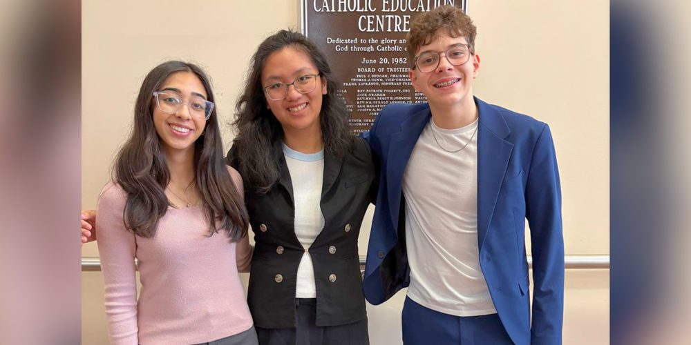 Left to right:  Ruhani J., Kian A., and Etienne B. Missing from photo:  William R.