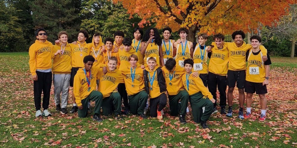 Group photos of the Chaminade team with their medals