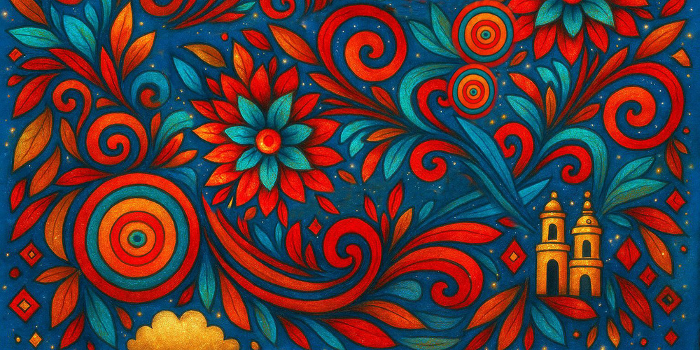 A graphic for Latin-Hispanic Canadian Heritage Month showing graphical elements of Latin Hispanic heritage