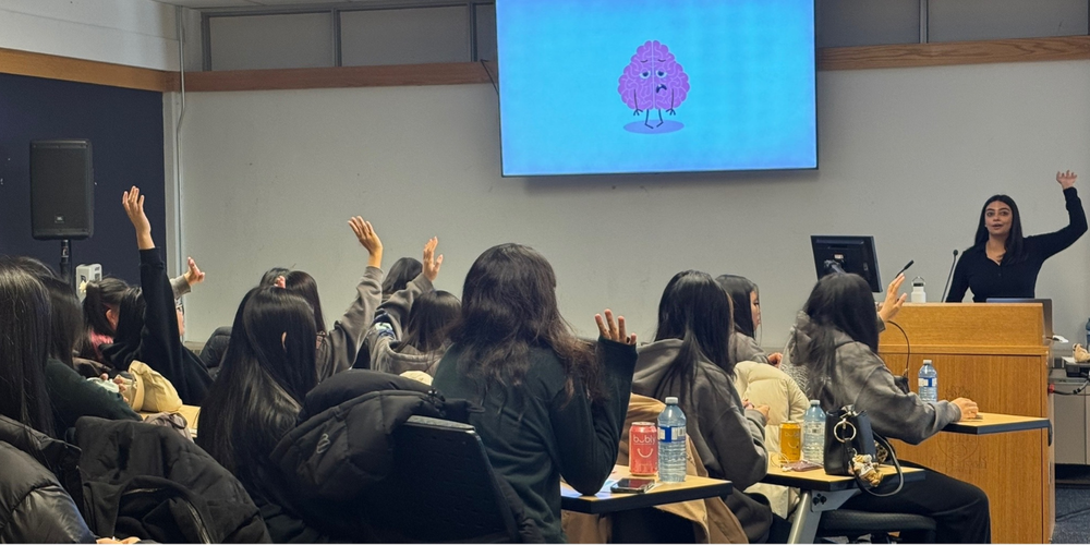 Students listening to a lecture.