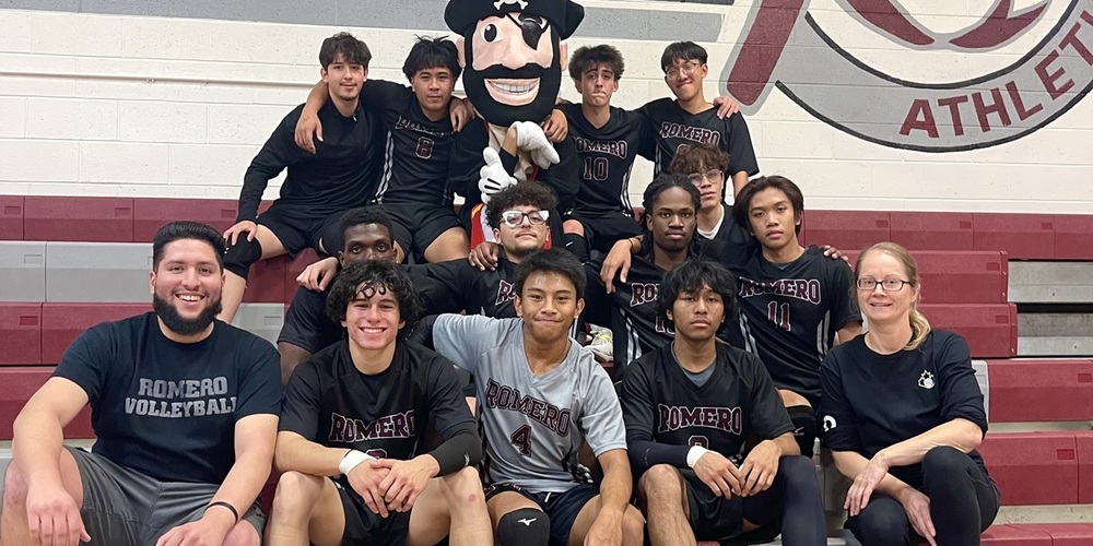 Group photo of the St. Oscar Romero Senior Boys Volleyball team