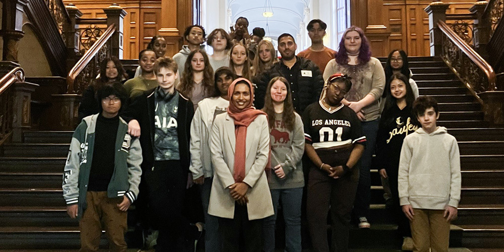 Group photo of St. John Henry Newman Students with MPP Dolly Begum