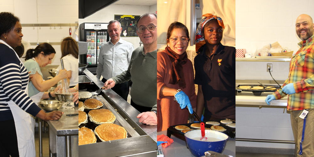 Photo of MPJ community members making pancakes