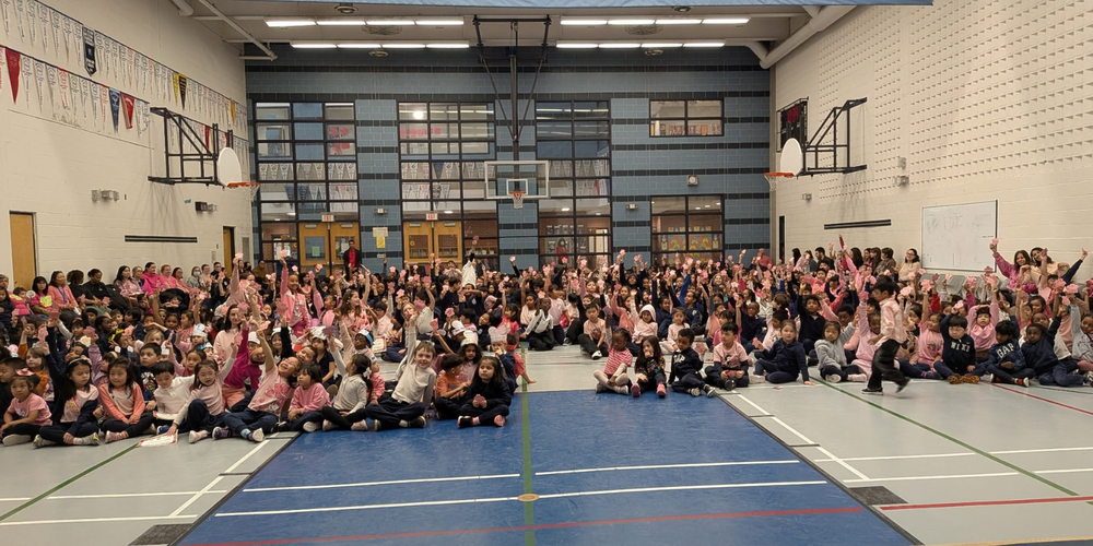 Large group of small children in a gym