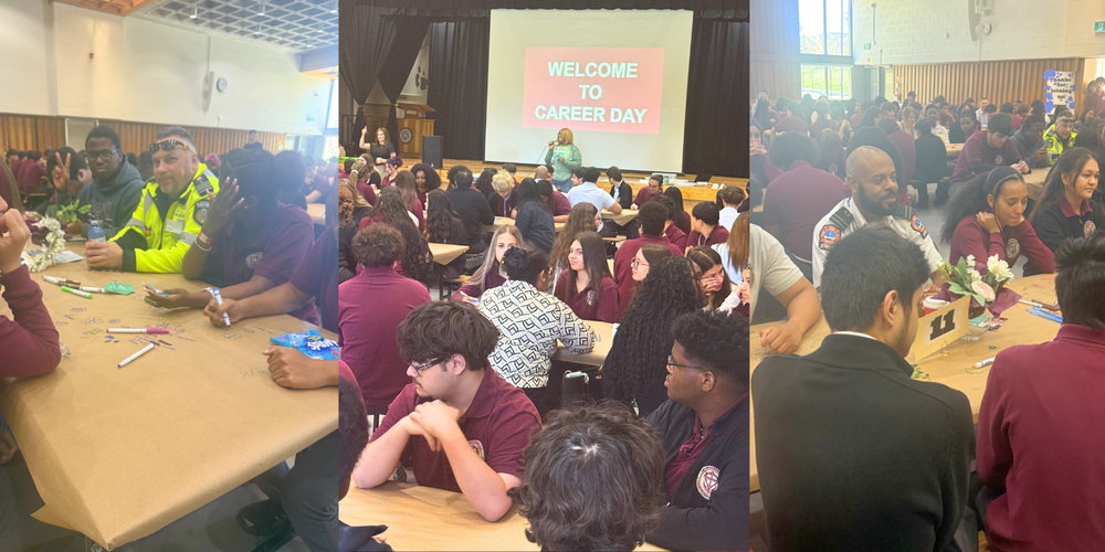 collage of photos from career day