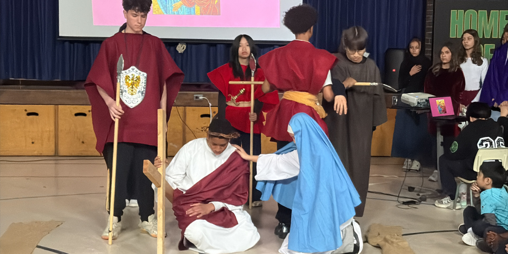 Children putting on an Easter play