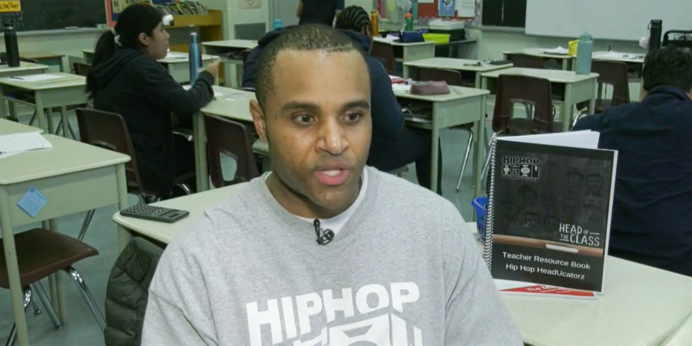 Thumbnail from the video of Michael Grandsoult giving an interview in class