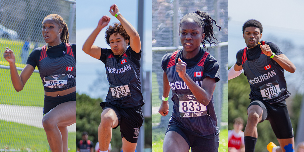 Collage of four photos of JCM students at the meet
