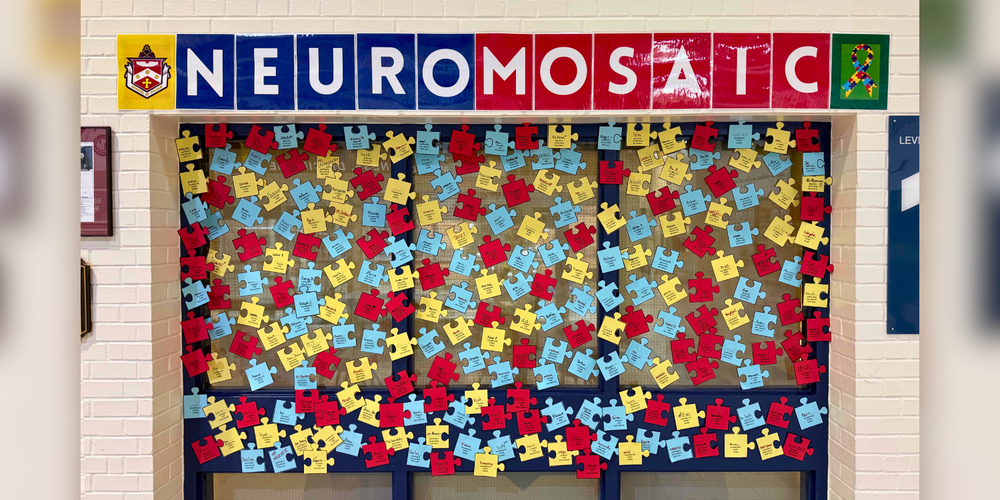 A display of puzzle pieces that reads "NEUROMOSAIC"
