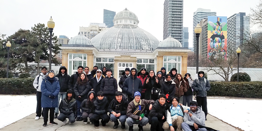 Group photo of SJOA students and staff in downtown Toronto
