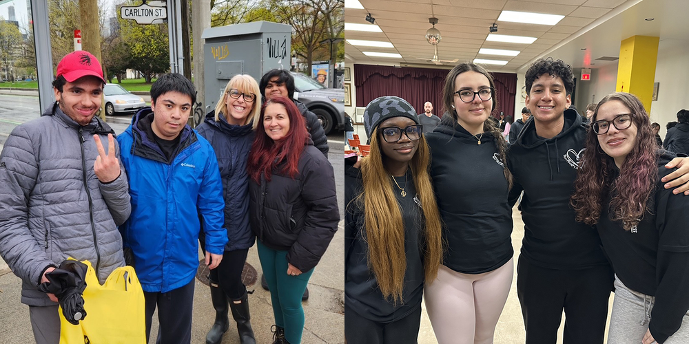 Collage of two photos of Marshall McLuhan students and staff during the retreat
