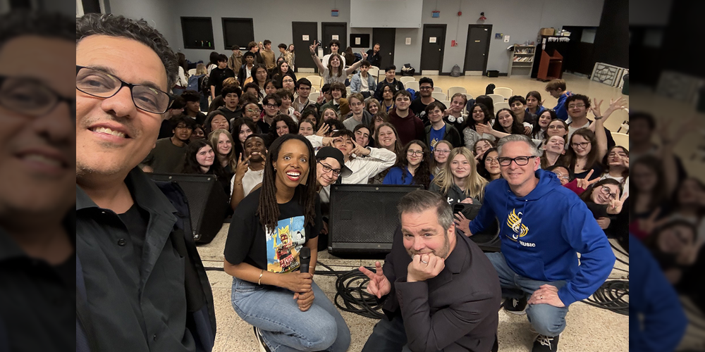 Group photo of the music students and their teachers