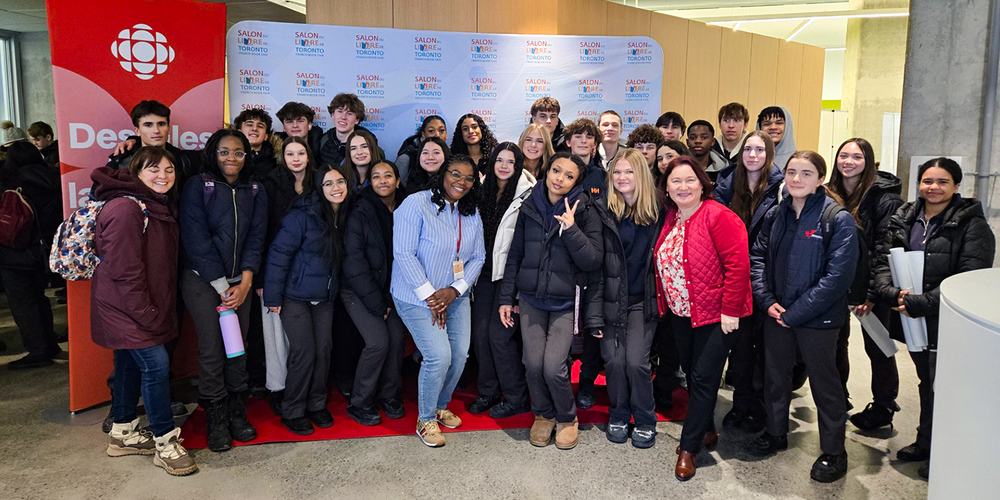 Group photo of Bishop Allen students and staff at the event