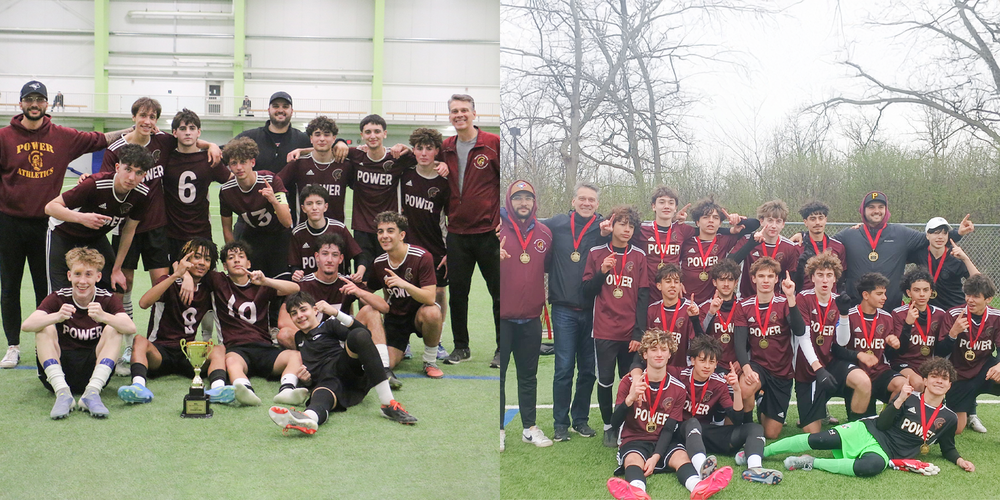 Collage of two proup photos of MPSJ Junior and Senior Soccer Teams