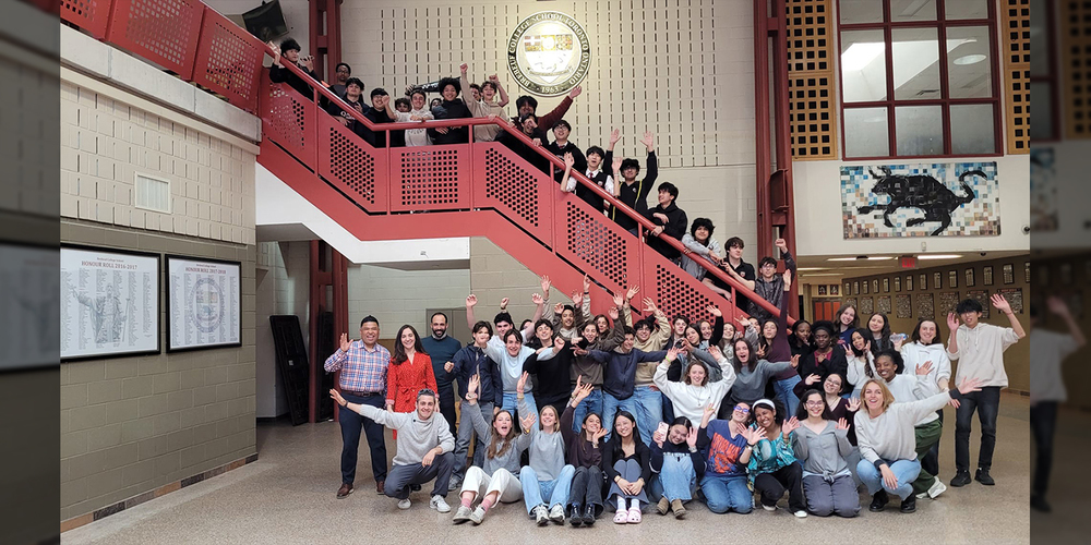Group photo of the TCDSB and exchange students and staff together