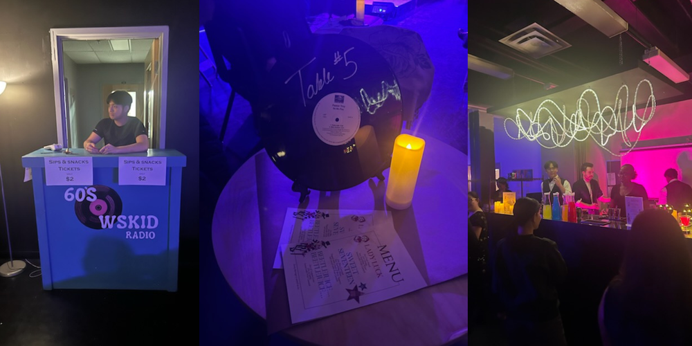 Collage of 3 images in a bar setting