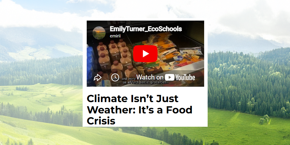 Background image of an idyllic green landscape with a screenshot of Emily's video and title