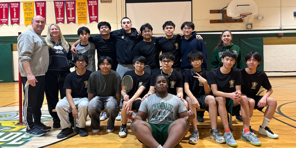 Large group photo - badminton team. 