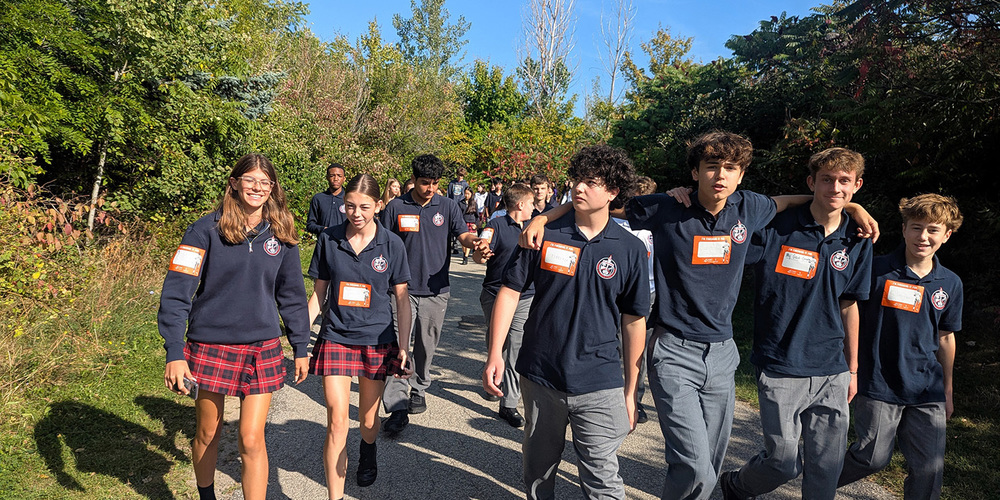 Photo of FJR students in uniform on their walk
