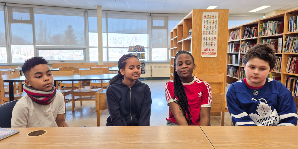 Photo of Augustine, Martha, Seriyah and Camden in their Zoom interview with the CBC, sharing their insights about recent changes to Roblox