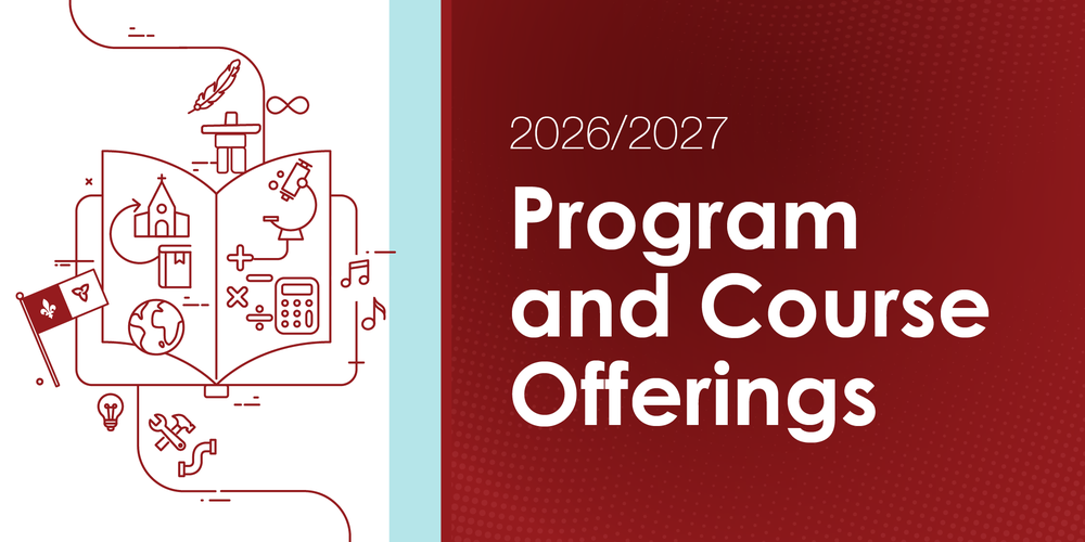 Banner graphic for the 2026-2027 Program and Course Offerings, with illustration of book, tools, church, globe and calculator.
