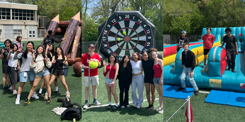 Collage of three photos of students enjoying the carnival