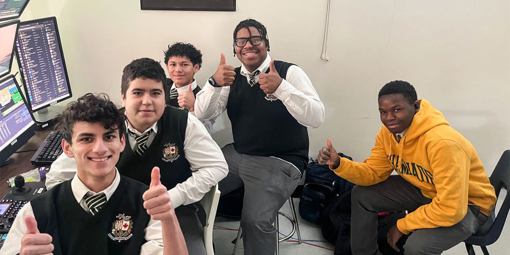 Photo of Chaminade students working on the broadcast