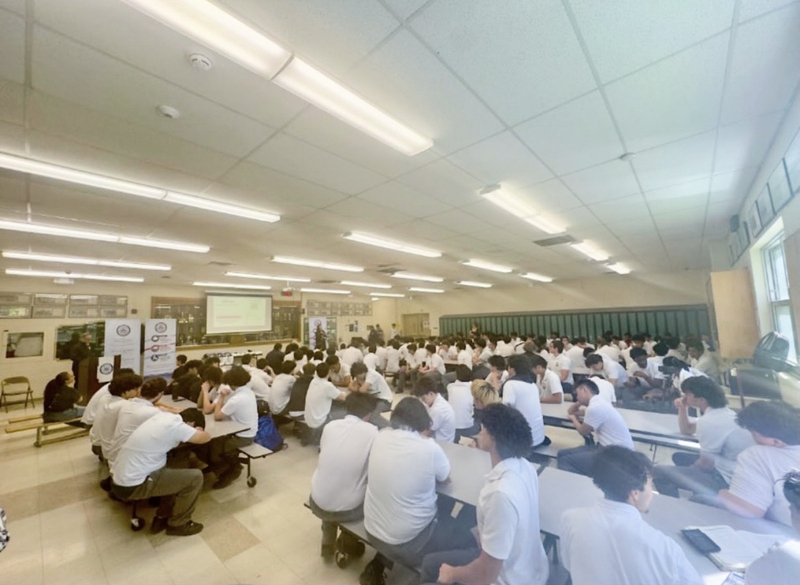 Photo of Chaminade students listening to the presentation