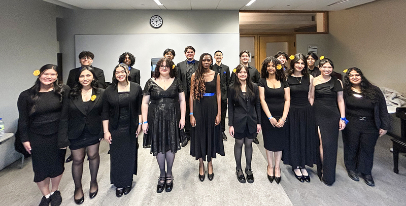 Group photo of the Senator O'Connor Vocal Ensemble at the festival
