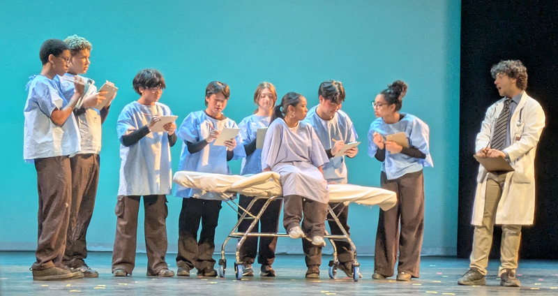 Photo of the students performing the play
