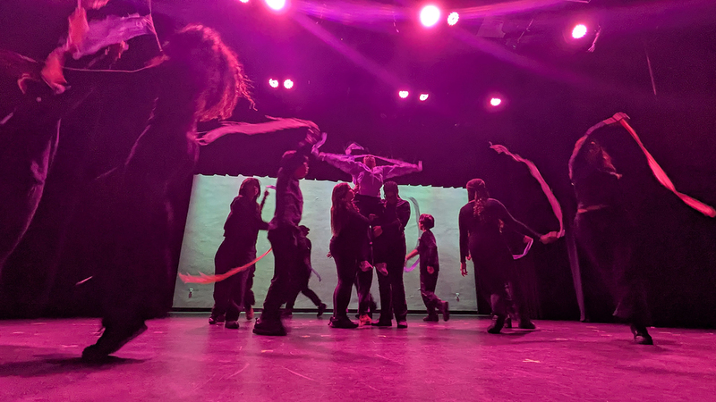 Photo of the students performing the play