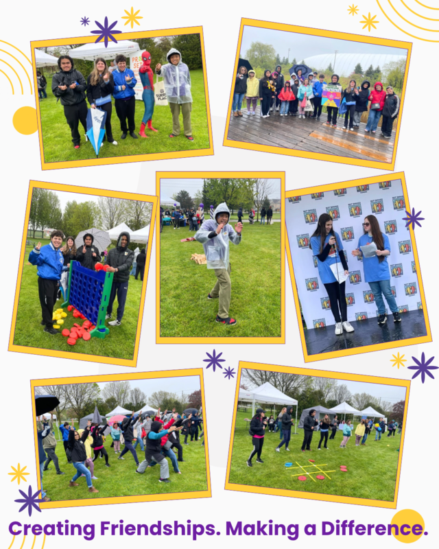 Graphic showing a collage of photos of Francis Libermann students taking the Best Buddies Friendship Walk