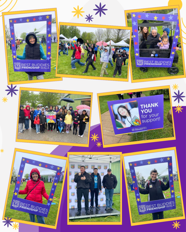 Graphic showing a collage of photos of Francis Libermann students taking the Best Buddies Friendship Walk