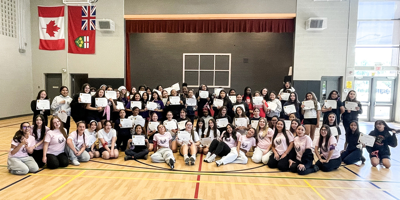 Group photo of Madonna and St. Conrad students after the workshop