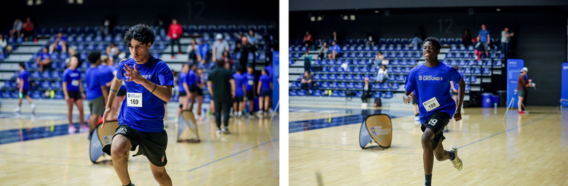 Collage of two photos of students challenging themselves at RBC Training Ground