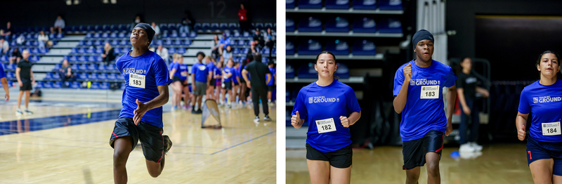 Collage of two photos of students challenging themselves at RBC Training Ground