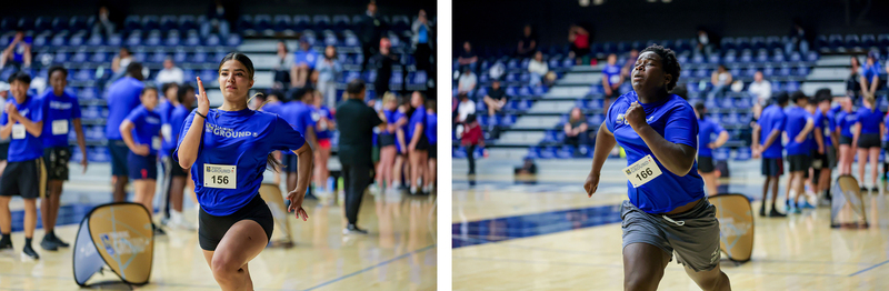 Collage of two photos of students challenging themselves at RBC Training Ground