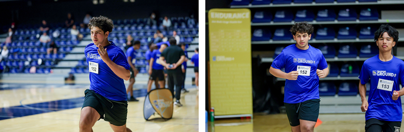 Collage of two photos of students challenging themselves at RBC Training Ground