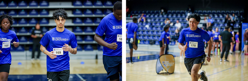 Collage of two photos of students challenging themselves at RBC Training Ground