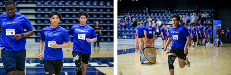 Collage of two photos of students challenging themselves at RBC Training Ground