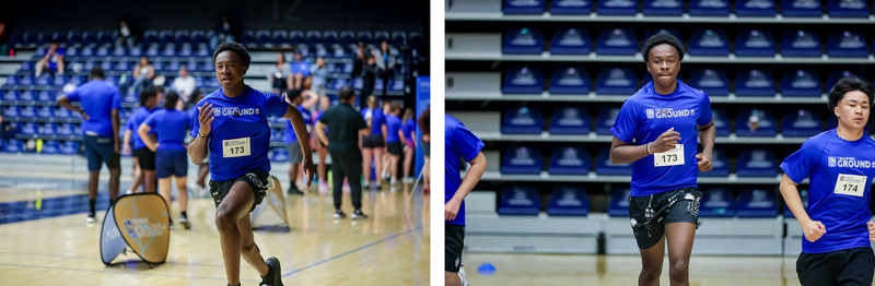 Collage of two photos of students challenging themselves at RBC Training Ground