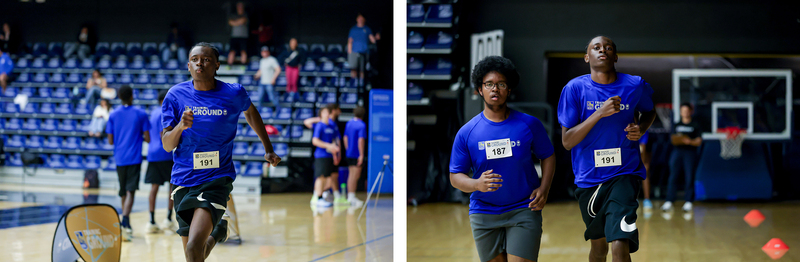 Collage of two photos of students challenging themselves at RBC Training Ground