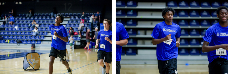 Collage of two photos of students challenging themselves at RBC Training Ground