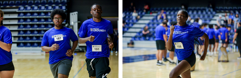 Collage of two photos of students challenging themselves at RBC Training Ground
