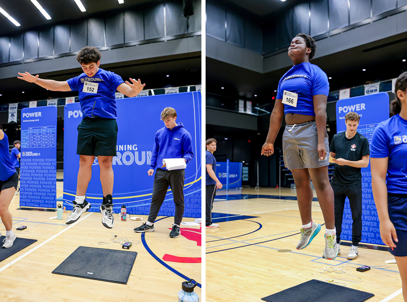 Collage of two photos of students challenging themselves at RBC Training Ground