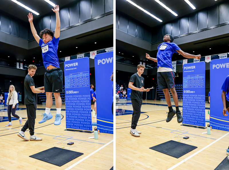 Collage of two photos of students challenging themselves at RBC Training Ground
