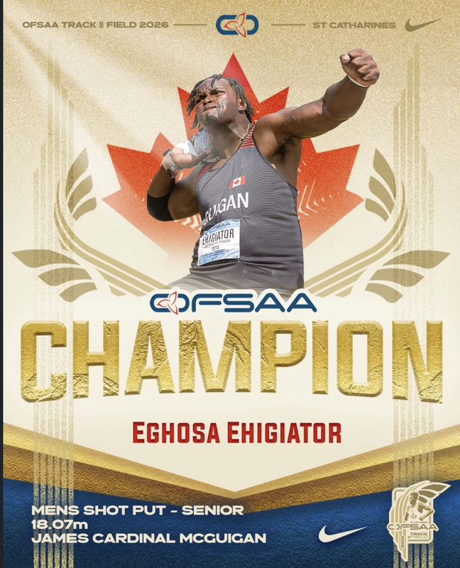 Poster with photo of Eghosa proclaiming Eghosa as an OFSAA champion