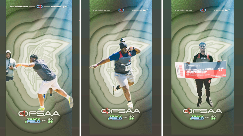 Collage of three posters of JCM athletes posing with their OFSAA ticket